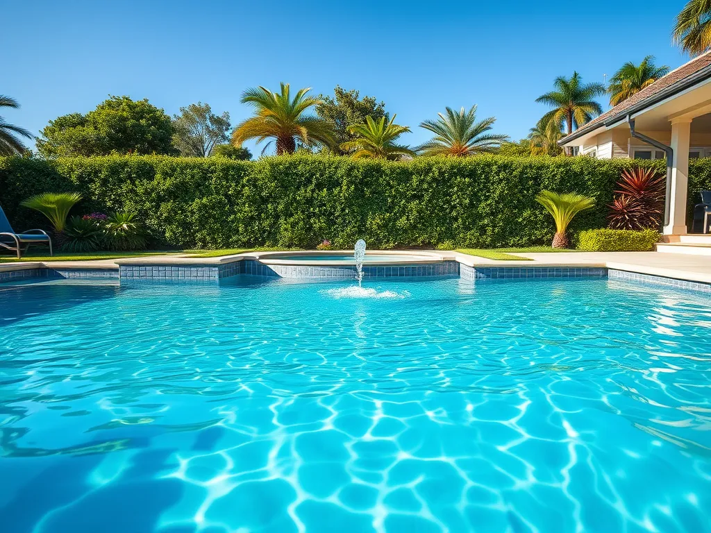 Beautiful pool with clear water illustrating the importance of calculating pool pump GPM efficiency