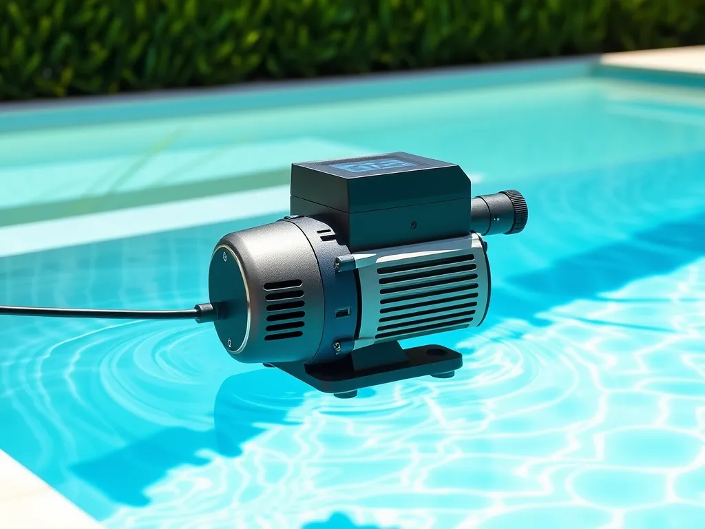 Image of a pool pump in a swimming pool, illustrating pool pump horsepower