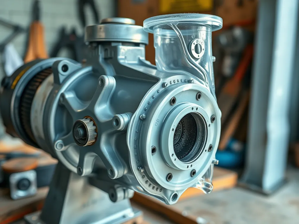 Close-up of a pool pump affected by excess water damage