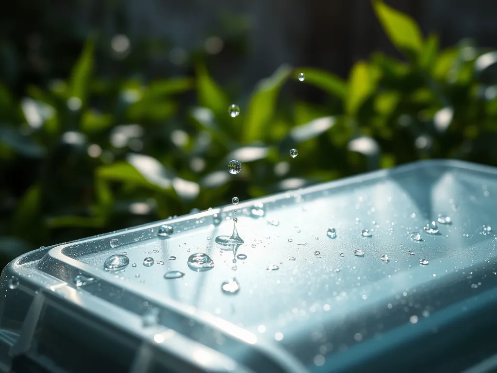 Water droplets on a surface, illustrating the question of whether pool pumps can get wet.