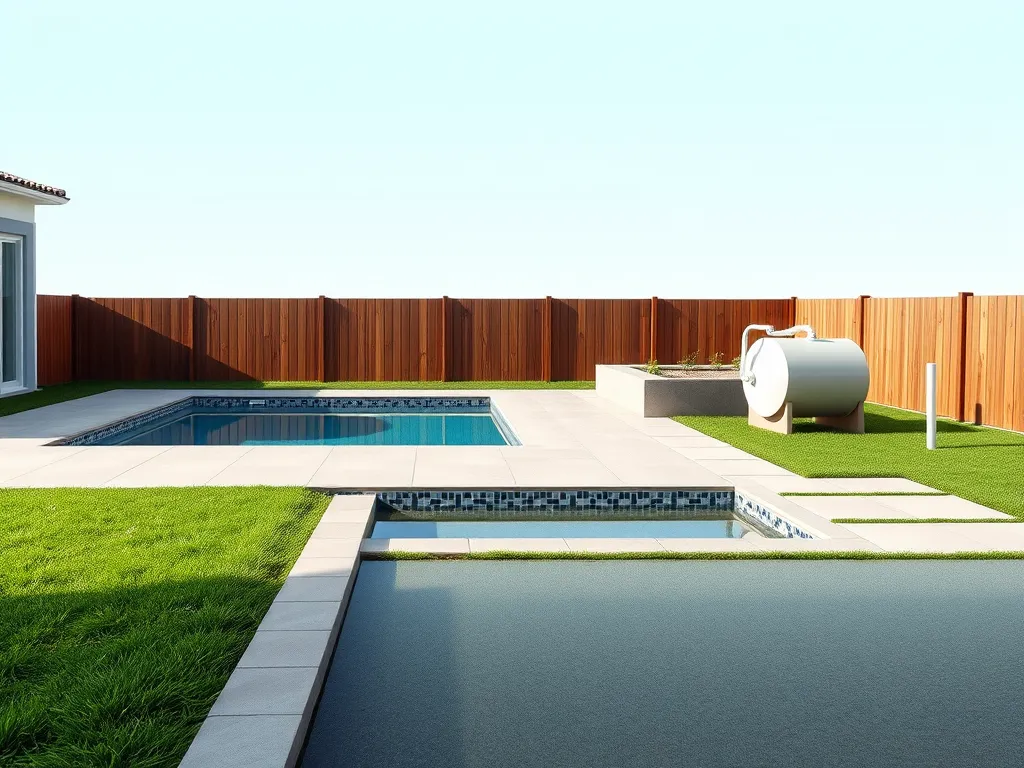 A backyard pool with a septic tank, highlighting considerations for having a pool with a septic system.