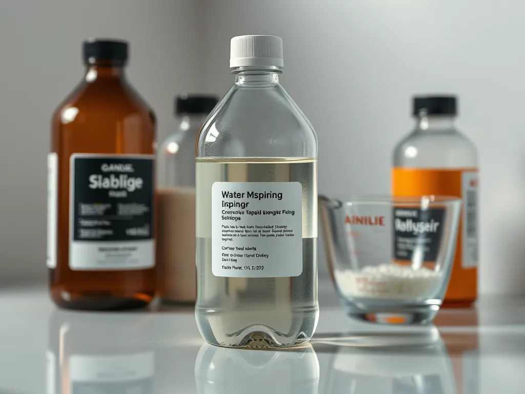 A bottle of pool stabilizer solution, illustrating a key component in pool maintenance to prevent it from going bad.