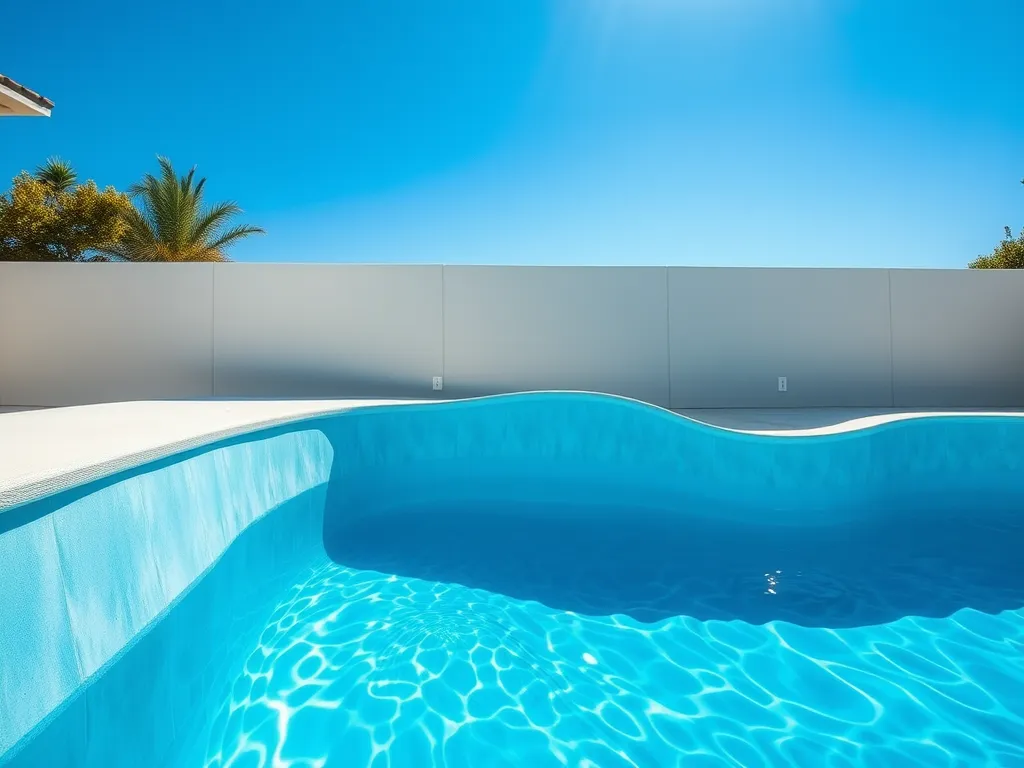 Clear swimming pool water on a calm night showing minimal evaporation.