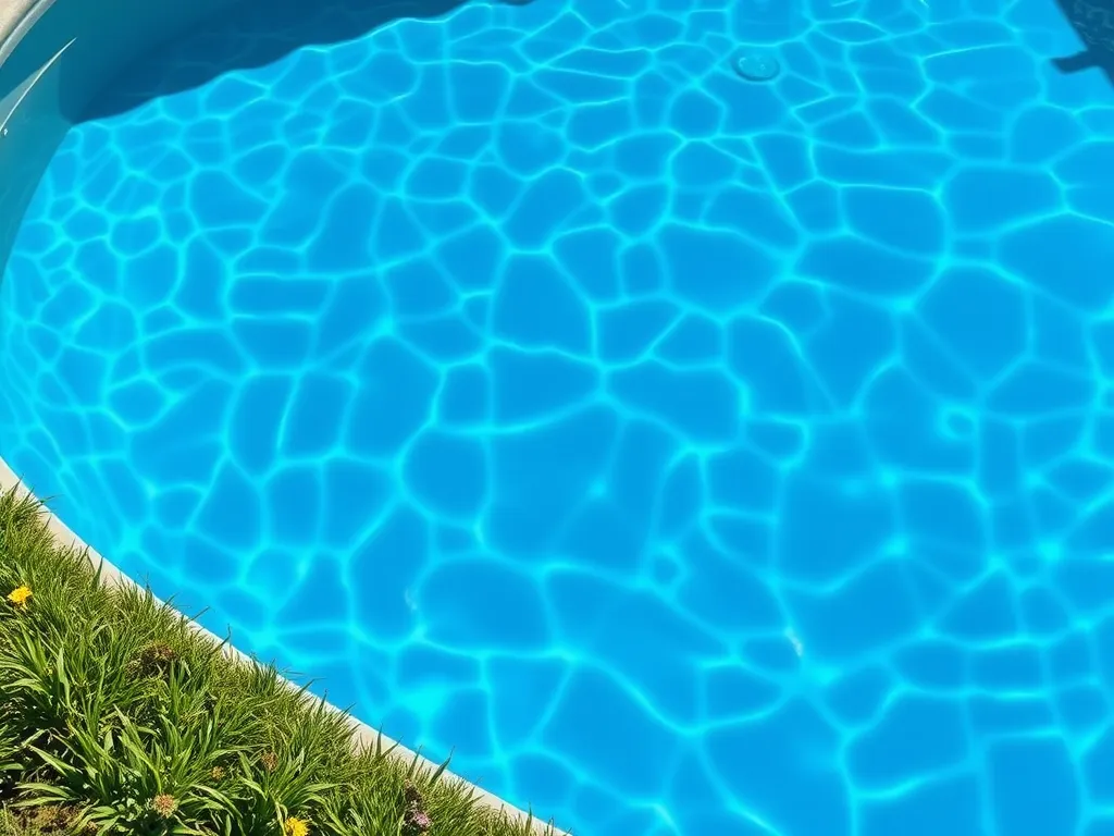 Clear swimming pool water showing typical patterns, related to pool water evaporation at night.