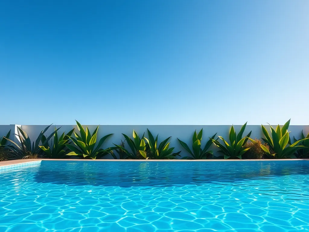 Image of a clear swimming pool, illustrating the source of water that can be considered for flushing a toilet.