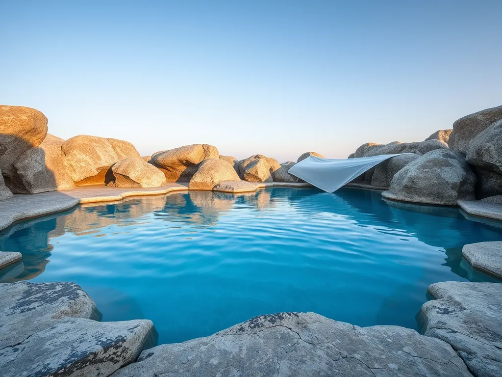 Beautiful pool waterfall created with real rocks for a natural look