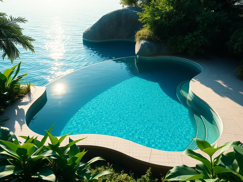 A serene swimming pool view suggesting considerations for swimming with a UTI.