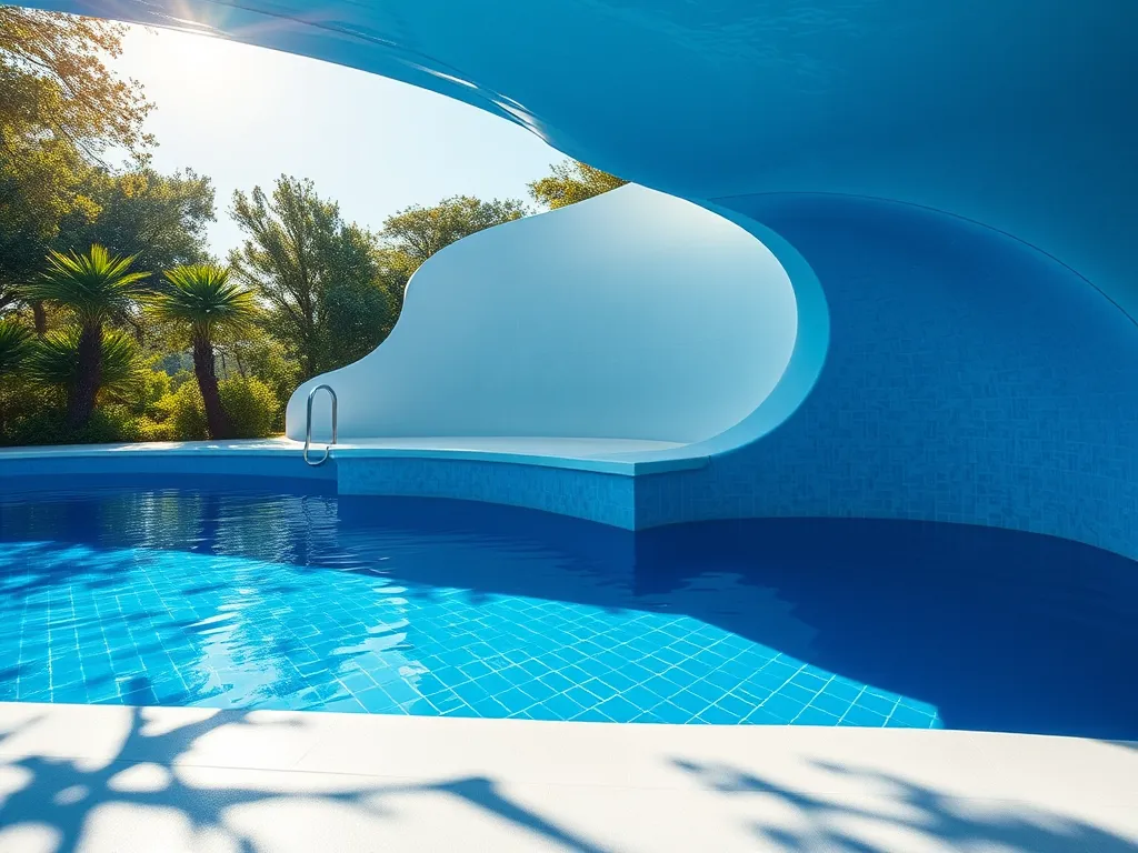 A serene view of a swimming pool, illustrating considerations for swimming with a UTI.