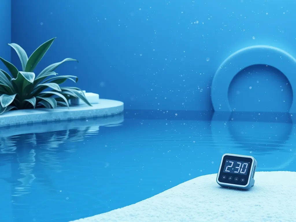 Digital thermometer near frozen pool demonstrating need to prevent pool pipes from freezing