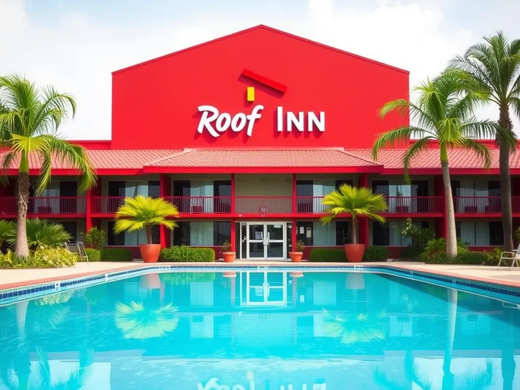 Red Roof Inn exterior with pool area