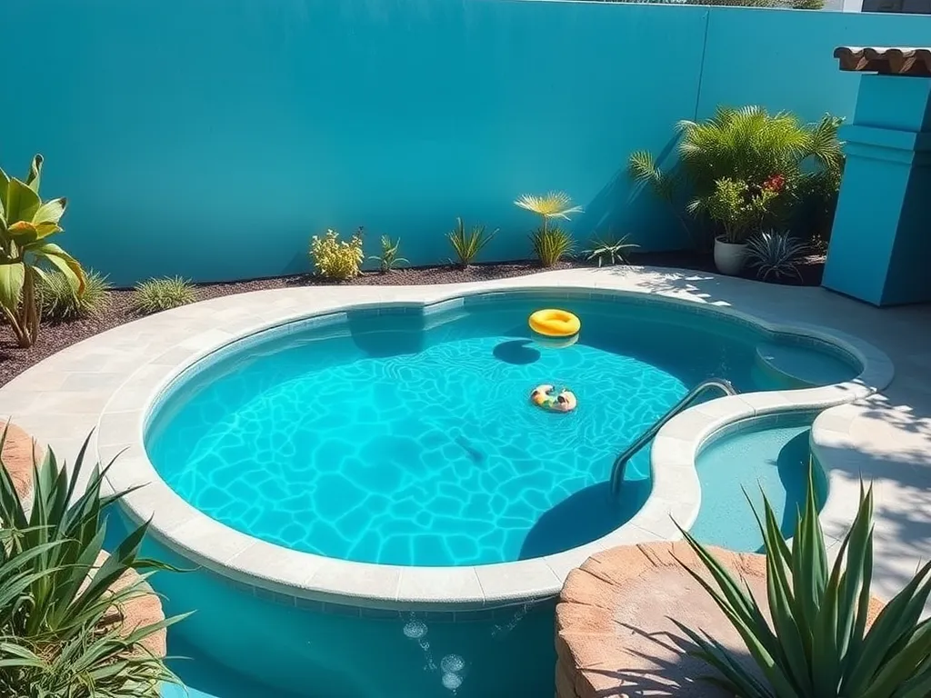 A clear saltwater pool surrounded by lush greenery, illustrating the environment where snakes may be found.