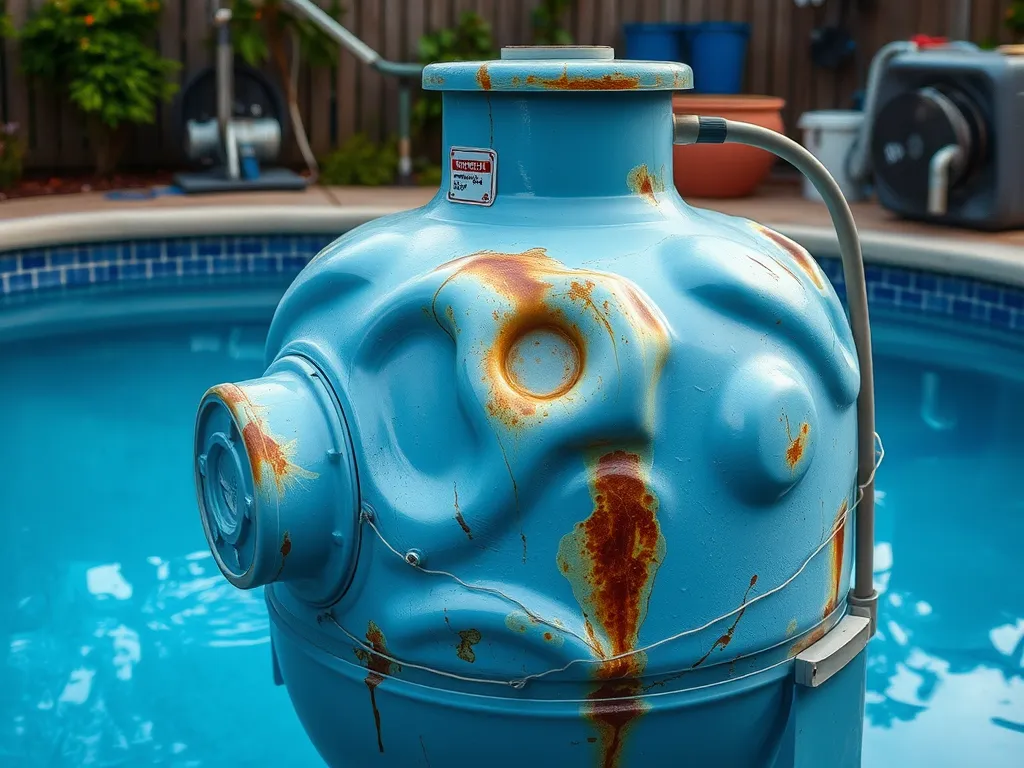 Corroded filter system for saltwater in stainless steel swimming pool