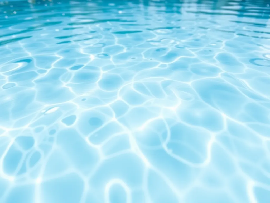 Clear water surface in a sand filter pool highlighting the need for chlorine in pool maintenance.