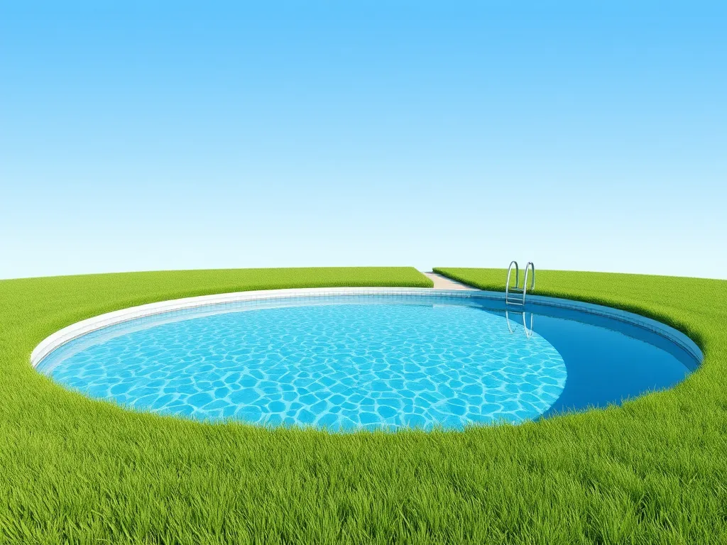 Shipping container pool in a green lawn, showcasing an affordable alternative.