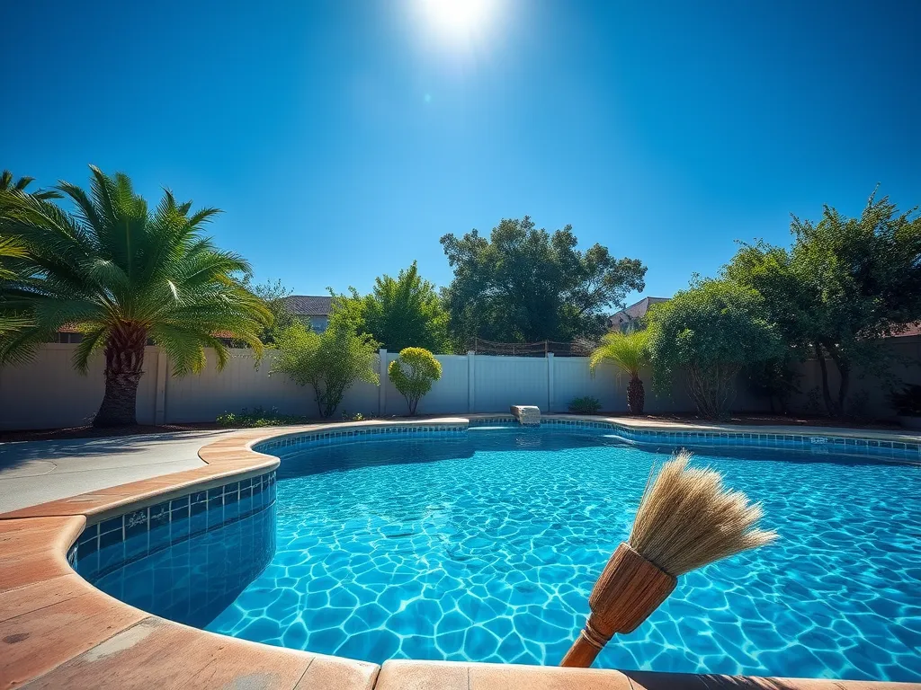 Bright sunny day with a clean pool ready for shocking