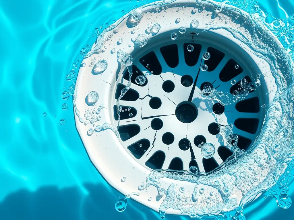 A close-up of a pool skimmer showing water and bubbles, illustrating the concept of snaking a pool skimmer line.