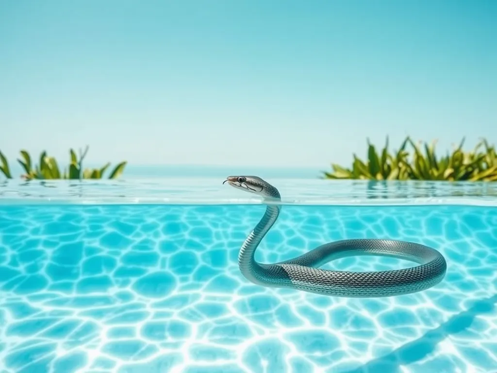 Snake swimming in a saltwater pool, exploring the waters.