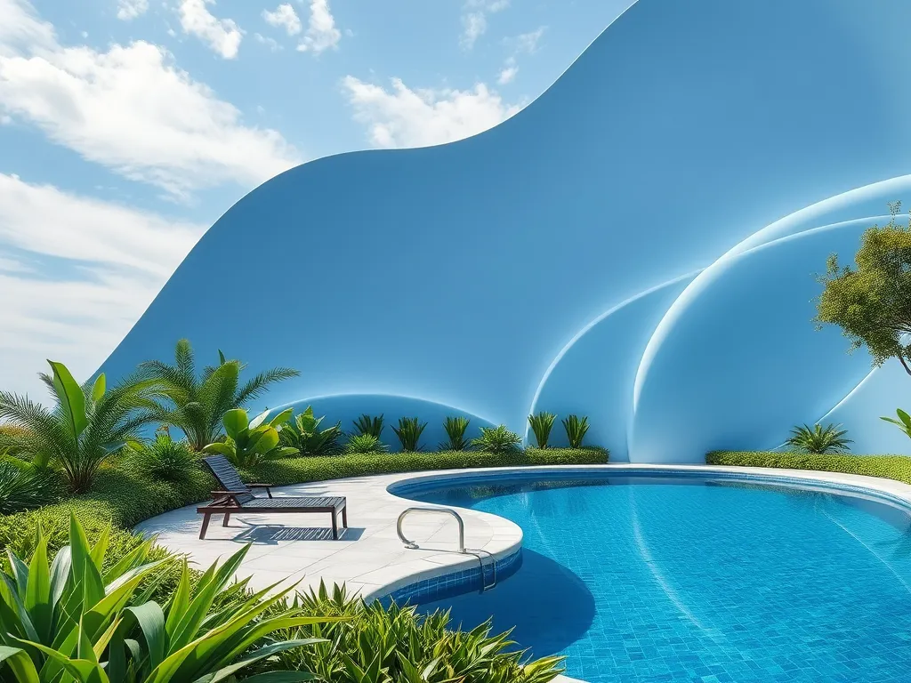 A serene saltwater pool surrounded by lush greenery, exploring the habitat preferences of snakes.