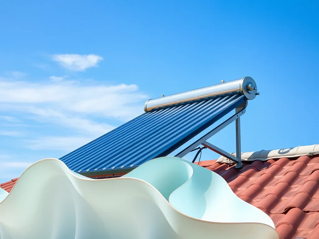 Solar water heater installed on a rooftop, relevant for swimming pool heating costs.