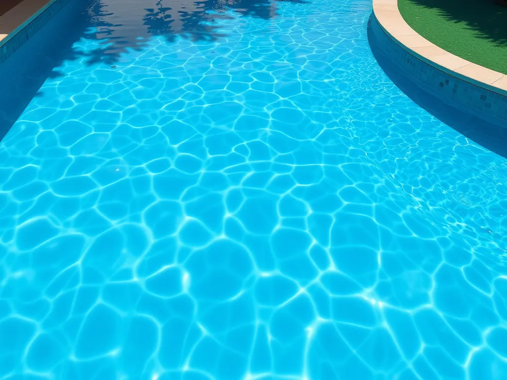 Clear, blue swimming pool water showing the effectiveness of solar pool ionizers.