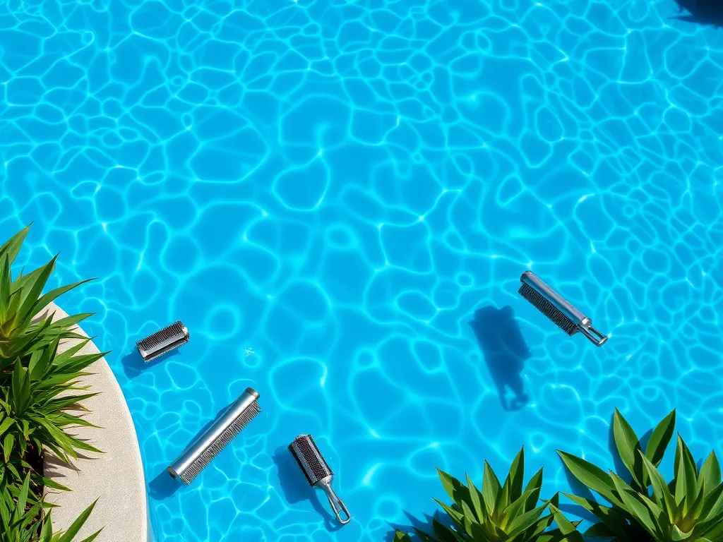 Solar pool ionizers floating in clear blue water, demonstrating their use in maintaining pool cleanliness.