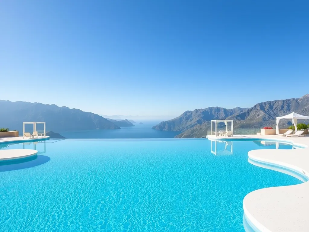 Infinity pool at South Point overlooking mountains and water