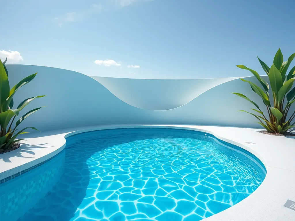 A clear and inviting pool surrounded by plants, illustrating the topic of swimming in a pool with low chlorine.