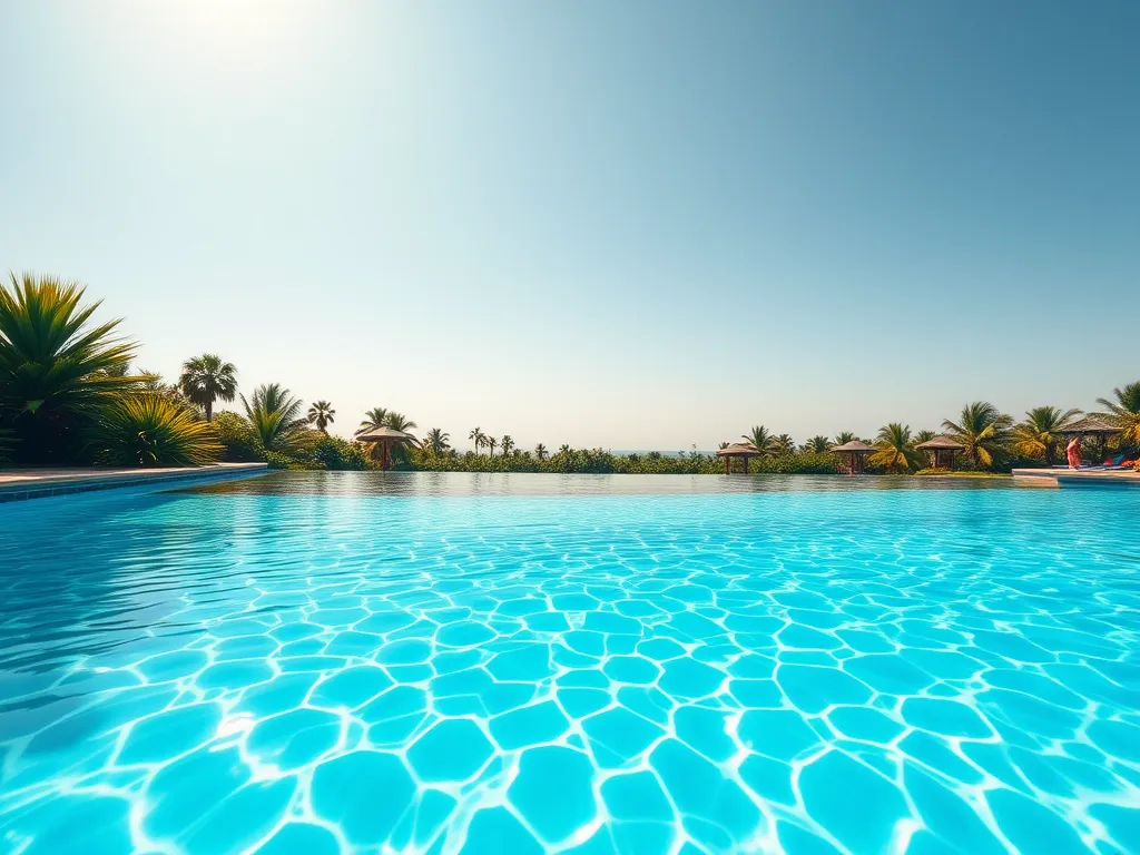 A beautiful swimming pool suitable for swimming even with low stabilizer levels.