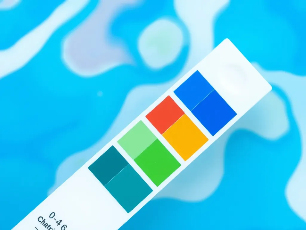 Close-up of test strips used for measuring free and total chlorine in water.