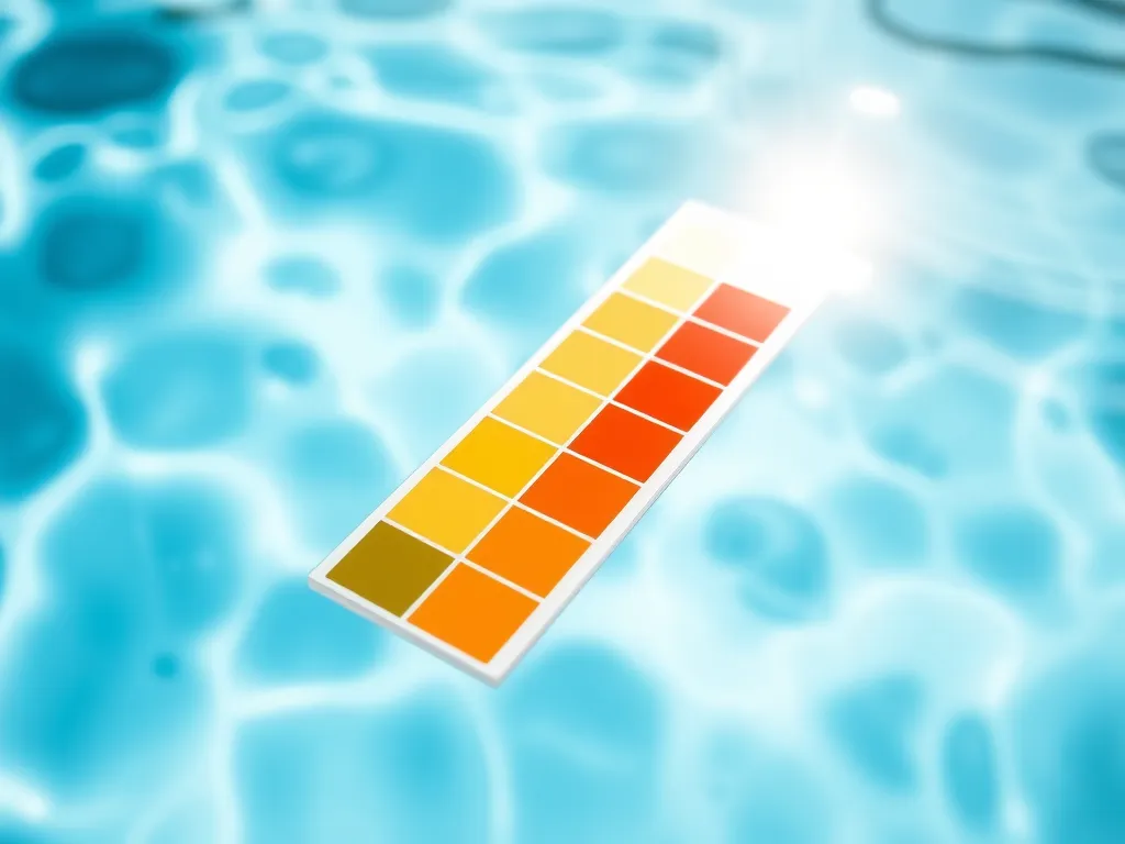 Test strips floating in water measuring free and total chlorine levels