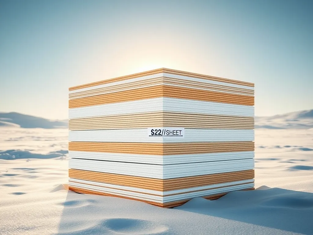 A stack of pool building materials with price tags, showcasing winter pool costs.