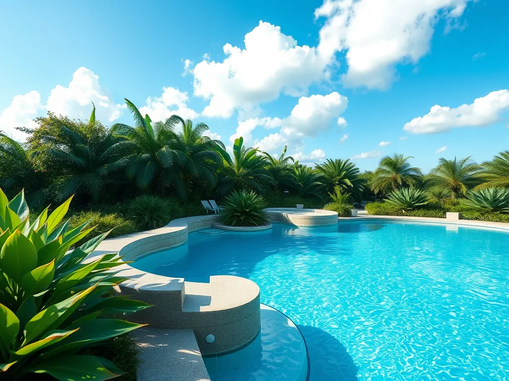 Swimming pool with clear water and winter pool cover needs