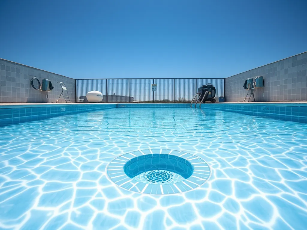 A clear above ground pool ready for winter preparation and winterization processes.